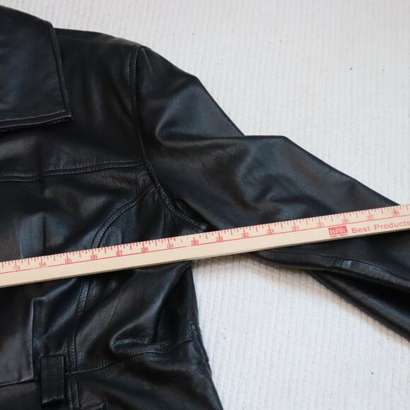 JLC New York Black Leather Jacket Women’s Large Zip Front Outerwear - Picture 5 of 7